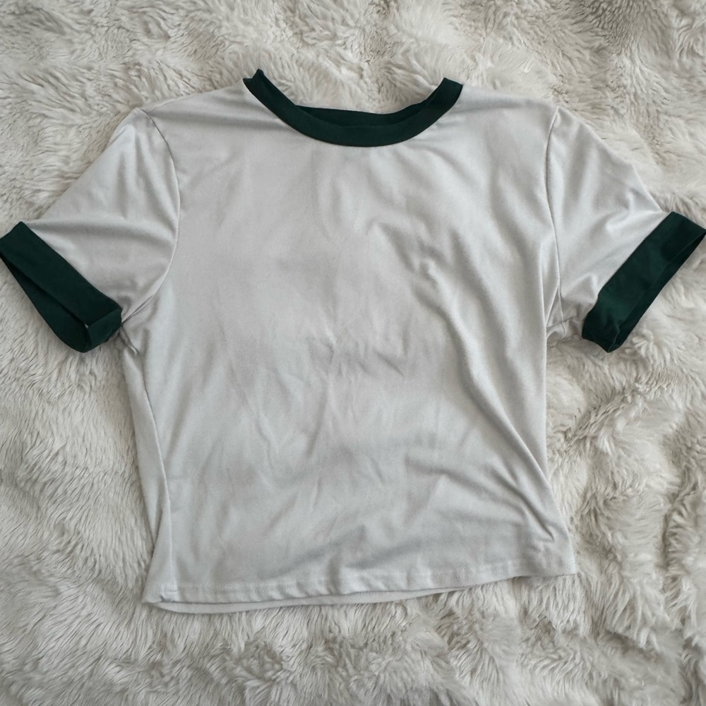 White and Green Ringer T-Shirt